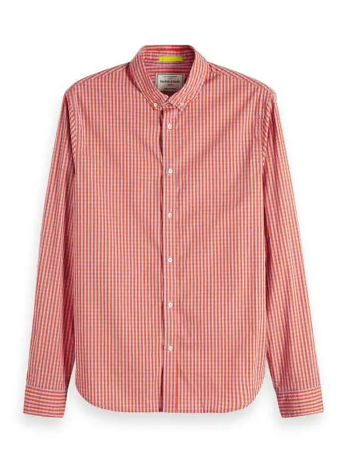 Scotch & Soda Classic Button Down Checked Shirt in Stretch Fabric