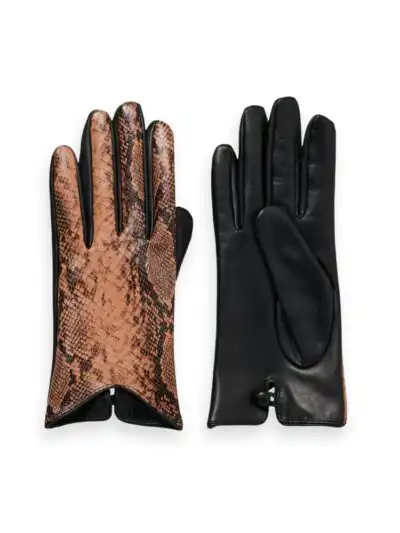 Scotch & Soda Snake-effect leather gloves