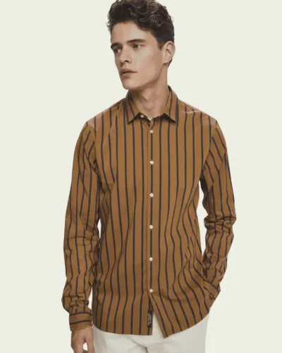 Scotch & Soda Stretch cotton-blend striped shirt