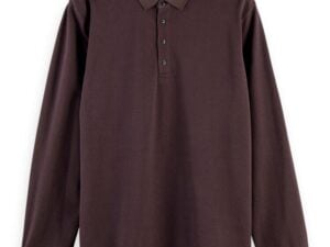 Scotch & Soda Stretch-cotton long sleeve polo shirt-Auburgine