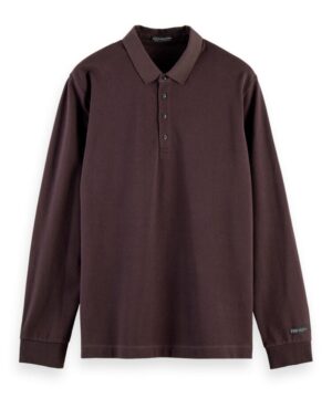 Scotch & Soda Stretch-cotton long sleeve polo shirt-Auburgine