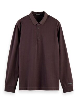 Scotch & Soda Stretch-cotton long sleeve polo shirt-Auburgine