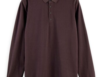 Scotch & Soda Stretch-cotton long sleeve polo shirt-Auburgine