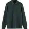 Scotch & Soda Stretch-cotton long sleeve polo shirt-Teal