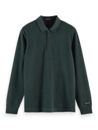 Scotch & Soda Stretch-cotton long sleeve polo shirt-Teal