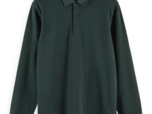 Scotch & Soda Stretch-cotton long sleeve polo shirt-Teal