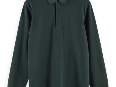Scotch & Soda Stretch-cotton long sleeve polo shirt-Teal