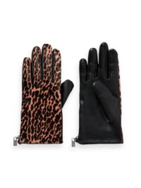 Scotch & Soda Animal print leather gloves