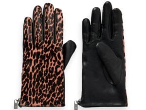 Scotch & Soda Animal print leather gloves