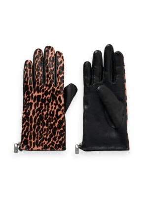 Scotch & Soda Animal print leather gloves