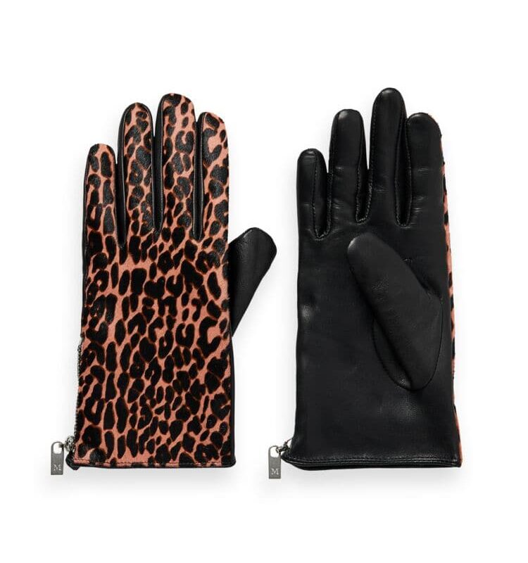 Scotch & Soda Animal print leather gloves