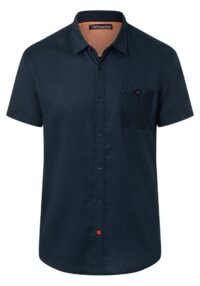 Timezone: Soft Linen blend Shortsleeve shirt-Navy