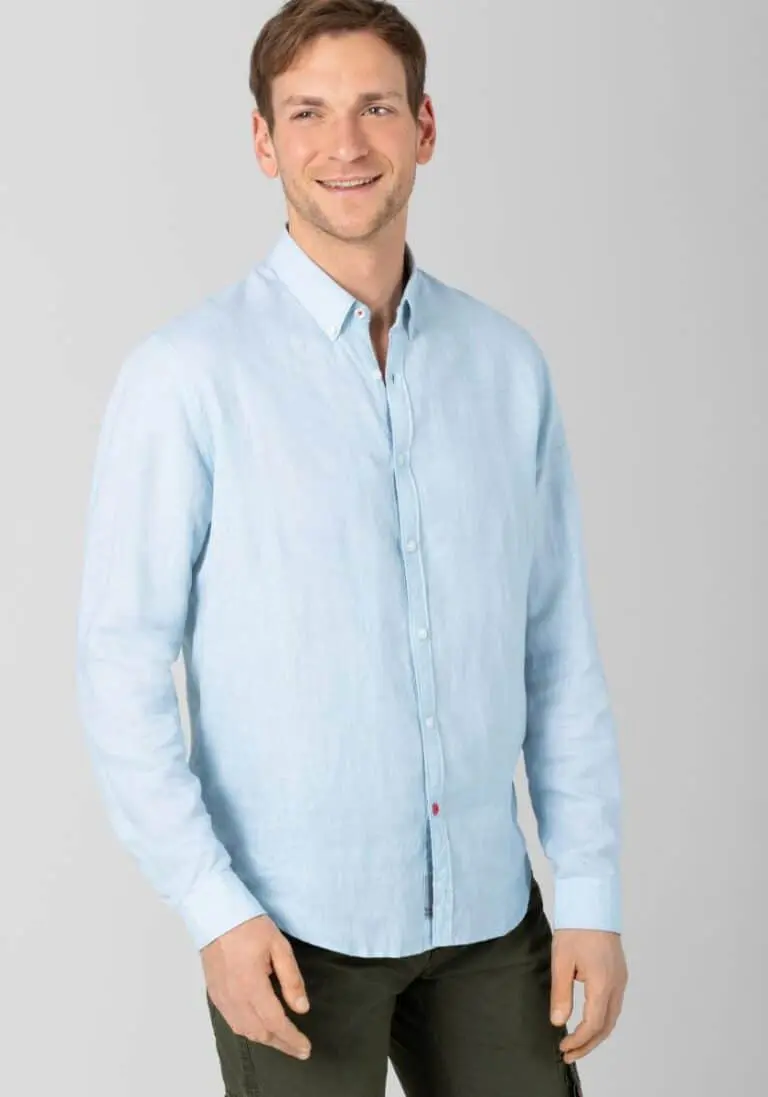 Timezone : Soft linen basic shirt- Light Blue