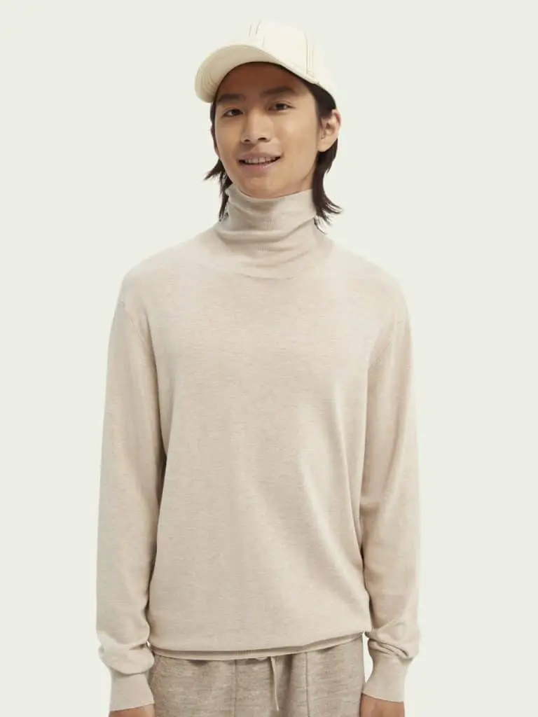 Scotch & Soda 164006 :  Melange roll-neck sweater Bleached Melange