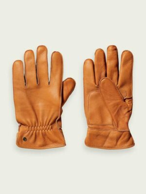 Scotch & Soda 164216 : Grain-leather gloves Cognac