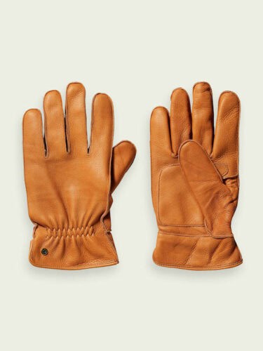 Scotch & Soda 164216 : Grain-leather gloves Cognac