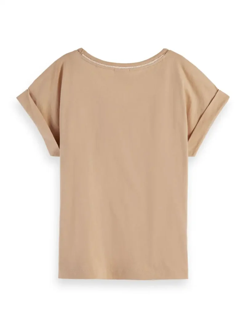 Scotch & Soda 167883 :  Scoop neck ladder tape t-shirt Wheat - Image 5