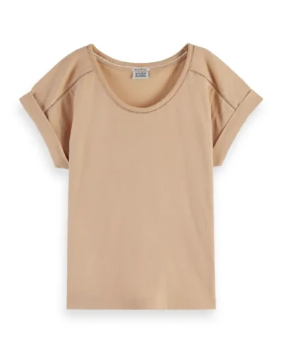 Alternative view of Scotch & Soda 167883 :  Scoop neck ladder tape t-shirt Wheat