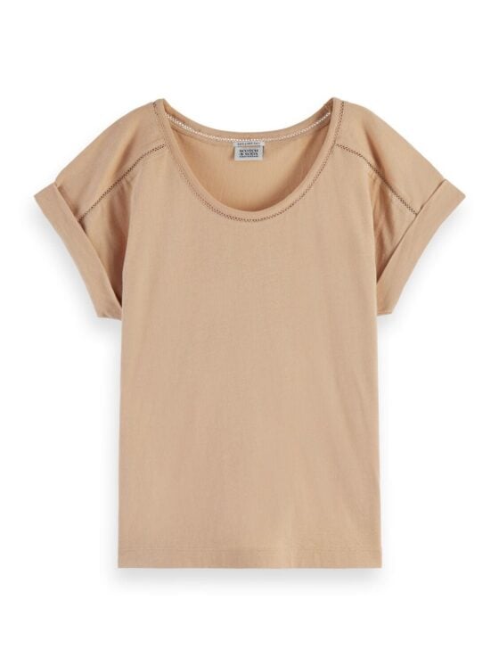 Scotch & Soda 167883 :  Scoop neck ladder tape t-shirt Wheat - Image 2