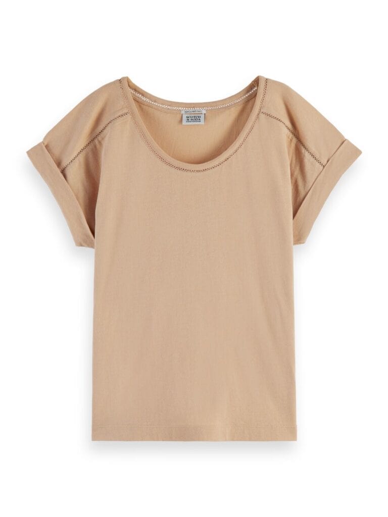 Scotch & Soda 167883 :  Scoop neck ladder tape t-shirt Wheat - Image 2