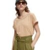 Scotch & Soda 167883 :  Scoop neck ladder tape t-shirt Wheat