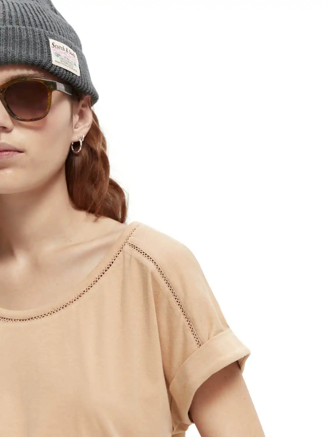 Scotch & Soda 167883 : Scoop neck ladder tape t-shirt Wheat - Image 3