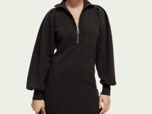 Scotch & Soda 169429 :  Half-zip sweat dress with puffed sleeves