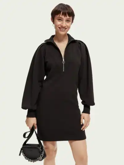 Scotch & Soda 169429 : Half-zip sweat dress with puffed sleeves