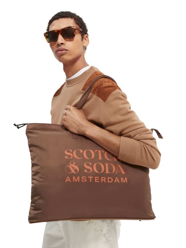 Scotch & Soda 168682 : The Centraal unisex foldaway tote bag- Brown - Image 3