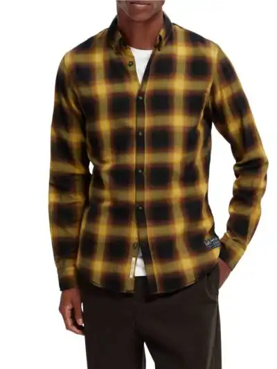 Scotch & Soda 169058 : Lightweight herringbone check shirt Brown check