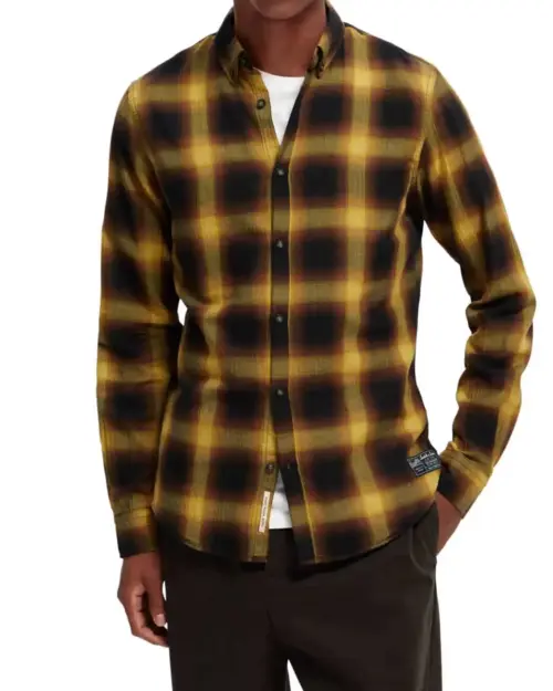 Scotch & Soda 169058 : Lightweight herringbone check shirt Brown check