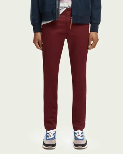 Scotch & Soda 168955 : Mott super-slim organic cotton twill chino Bordeaux