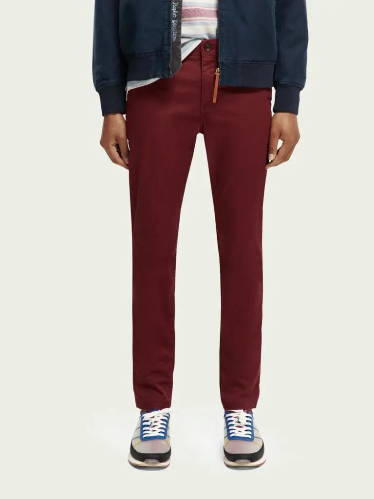 Scotch & Soda 168955 : Mott super-slim organic cotton twill chino Bordeaux