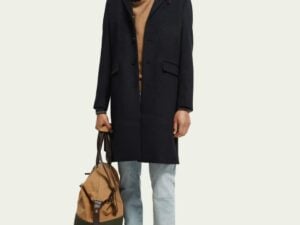 Scotch & Soda 169110 : Classic wool-blend overcoat - Night Melange