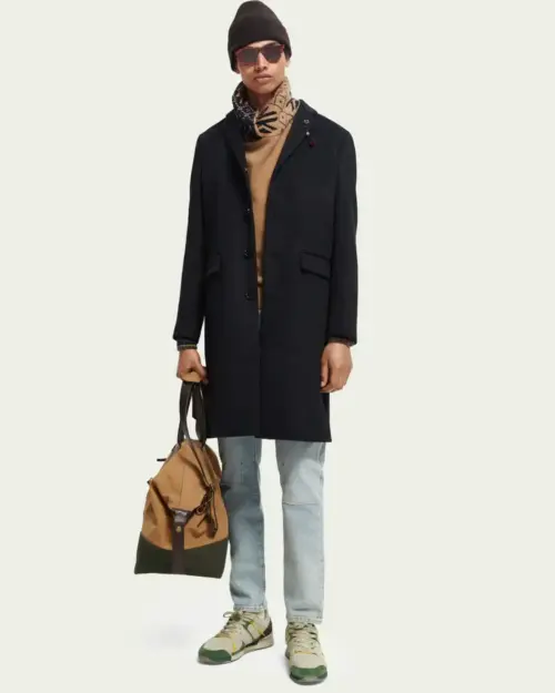 Scotch & Soda 169110 : Classic wool-blend overcoat - Night Melange