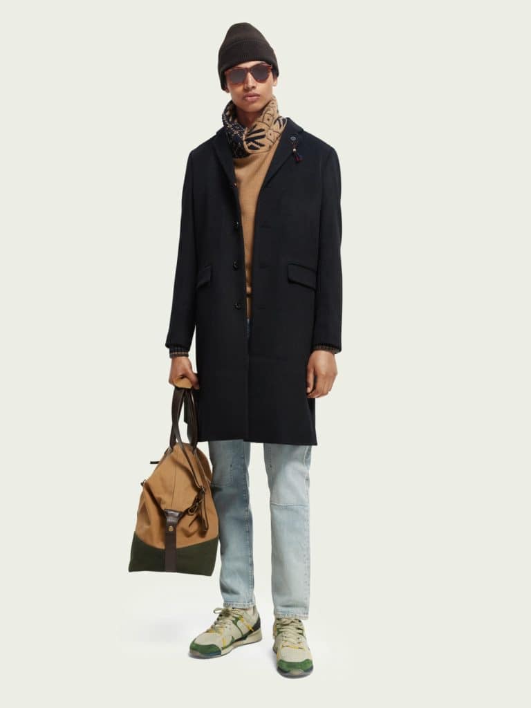 Scotch & Soda 169110 : Classic wool-blend overcoat - Night Melange