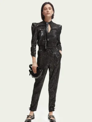 Scotch & Soda 169622 : Gathered silver jumpsuit Silver Metallic