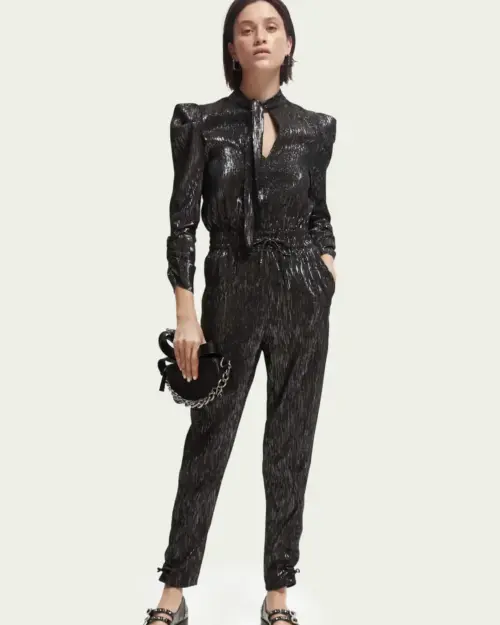 Scotch & Soda 169622 :  Gathered silver jumpsuit Silver Metallic