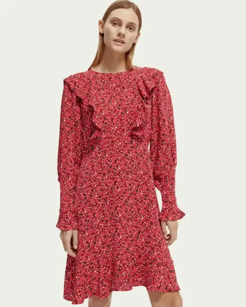 Scotch & Soda 169624 :  Ruffled long-sleeved mini dress