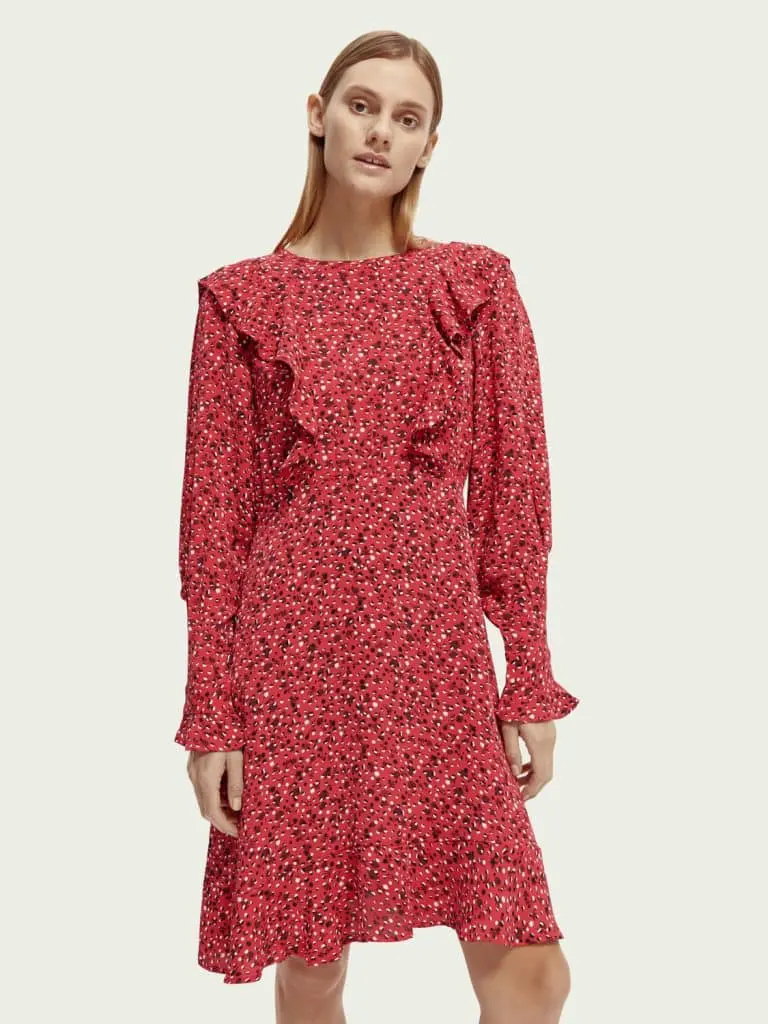 Scotch & Soda 169624 :  Ruffled long-sleeved mini dress