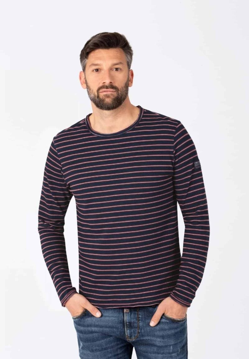 Timezone : Striped long sleeve Blue Red Stripe