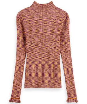 Alternative view of Scotch & Soda 168896: Ribbed Mock Neck Pullover Deep Raspberry Melange