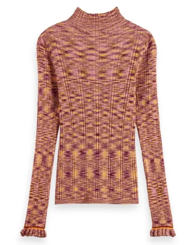 Alternative view of Scotch & Soda 168896: Ribbed Mock Neck Pullover Deep Raspberry Melange