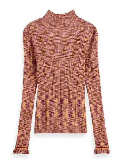 Alternative view of Scotch & Soda 168896: Ribbed Mock Neck Pullover Deep Raspberry Melange