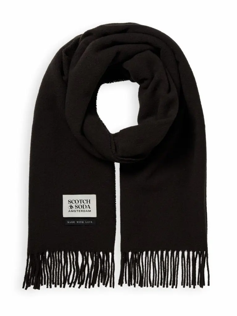 Scotch & Soda 169440: Woven 100% virgin wool plain scarf- Charcoal