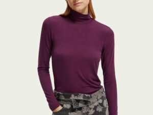 Scotch & Soda 168850: Long-sleeved turtleneck T-shirt - Aubergine Sunset