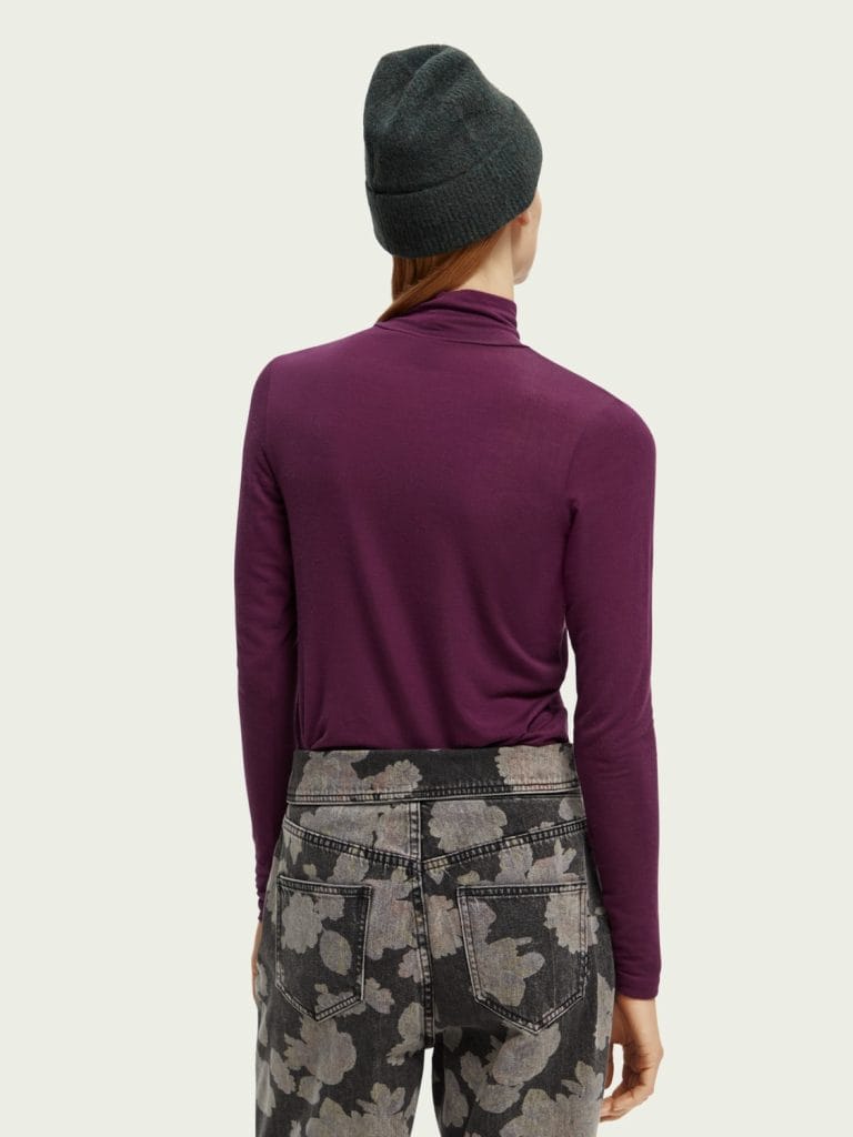 Scotch & Soda 168850: Long-sleeved turtleneck T-shirt - Aubergine Sunset - Image 3