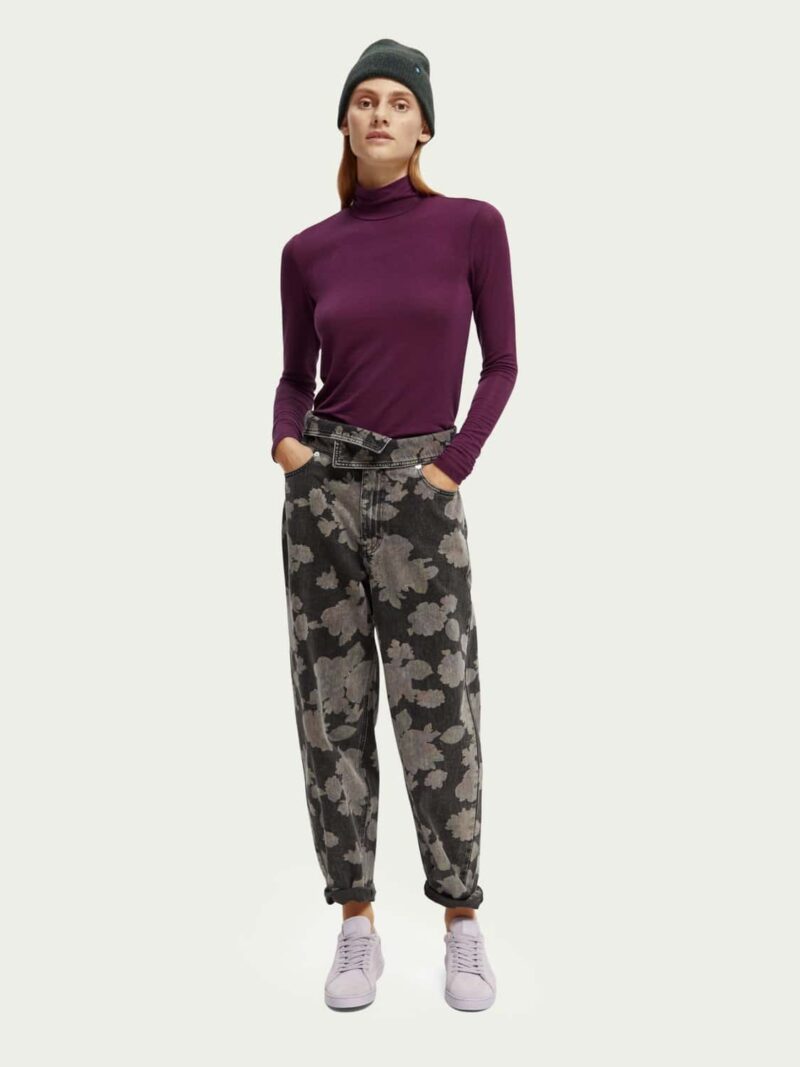 Scotch & Soda 168850: Long-sleeved turtleneck T-shirt - Aubergine Sunset - Image 4