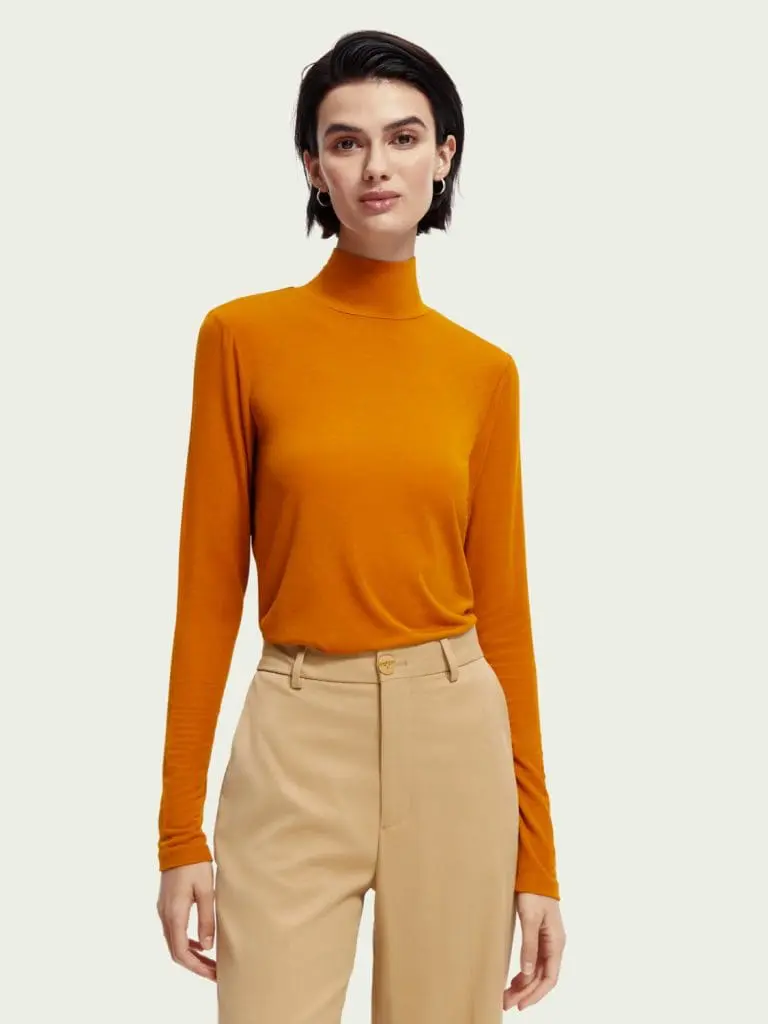 Scotch & Soda 168850: Long-sleeved turtleneck T-shirt - Cinnamon Spice