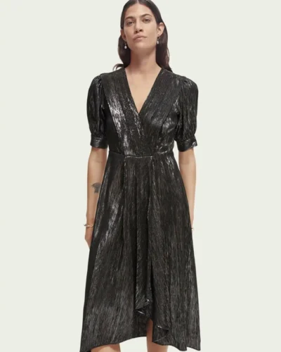 Scotch & Soda 168926 :  Silver short-sleeved midi dress